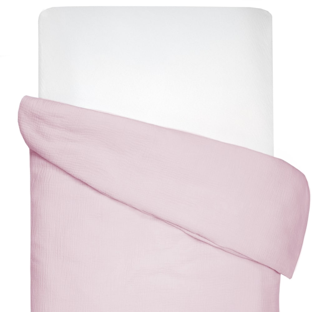 Housse de couette bébé en gaze de coton rose 80x120 cm