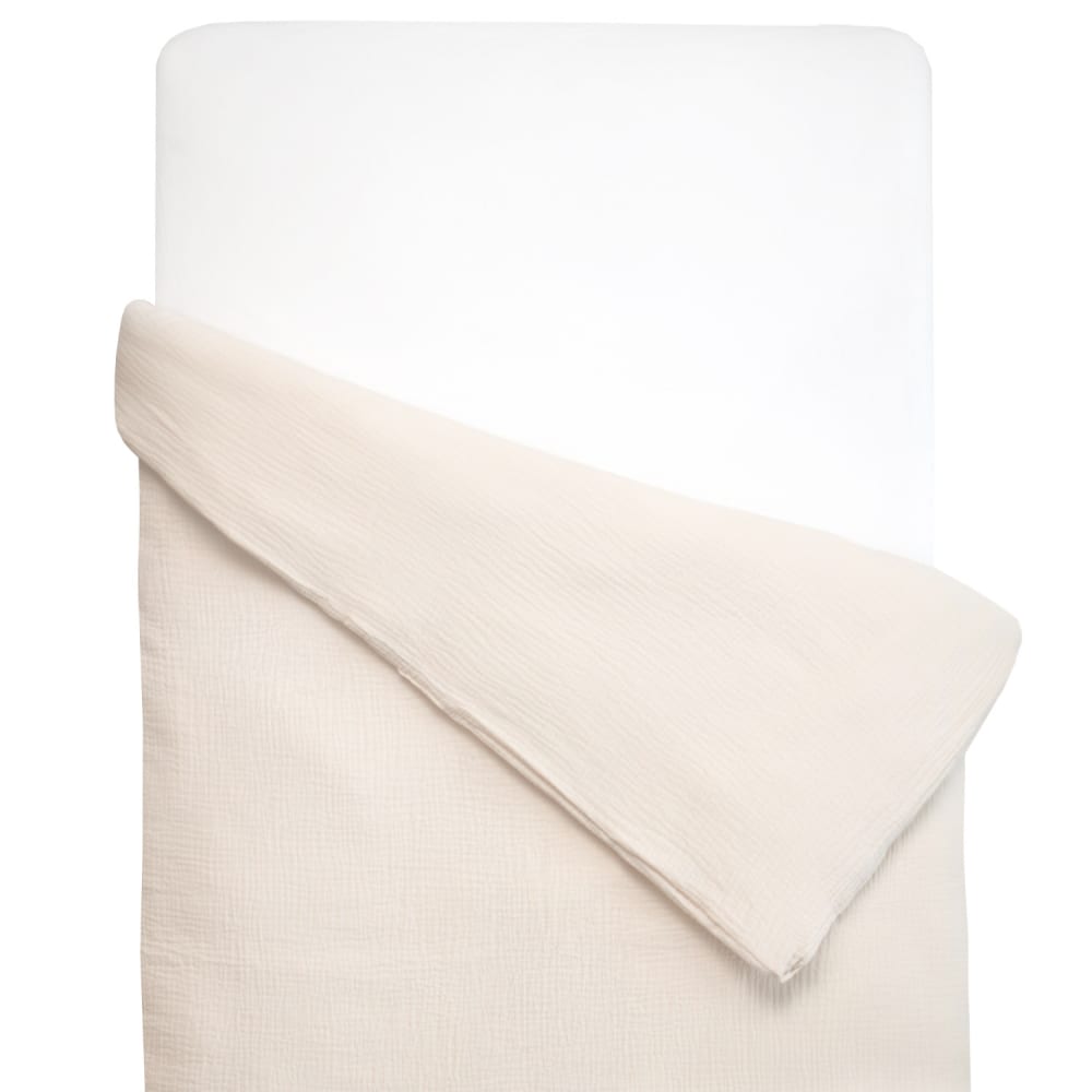 Housse de couette bébé en gaze de coton beige 100x140 cm