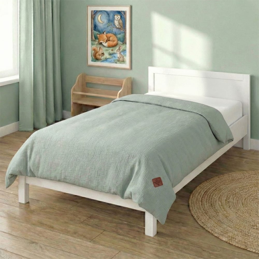 Housse de couette bébé en gaze de coton vert de gris 100x140 cm - Maisons du Monde