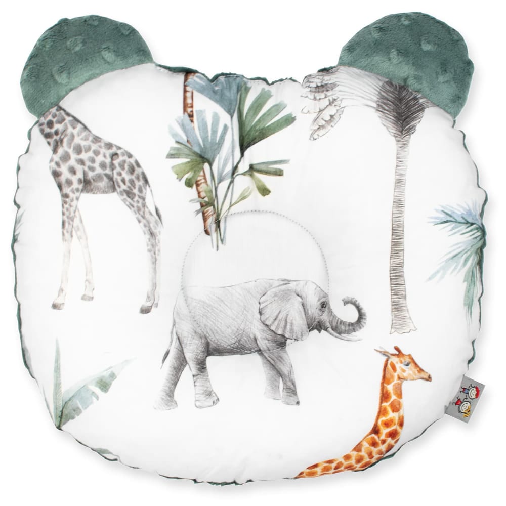 Cuscino anti testa piatta in cotone e minky, Safari - Modello Esotico - Cotone