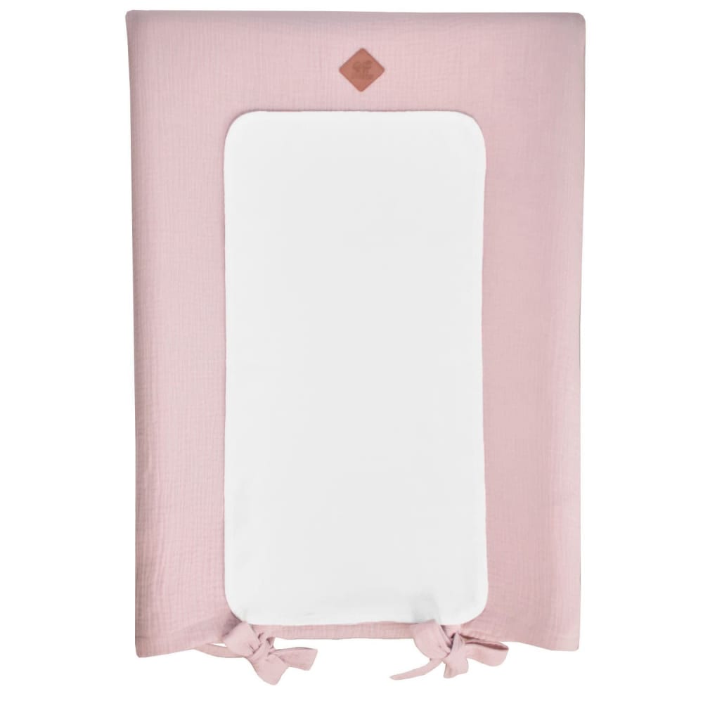 Housse matelas à langer bébé + tapis gaze de coton vieux rose 70x50
