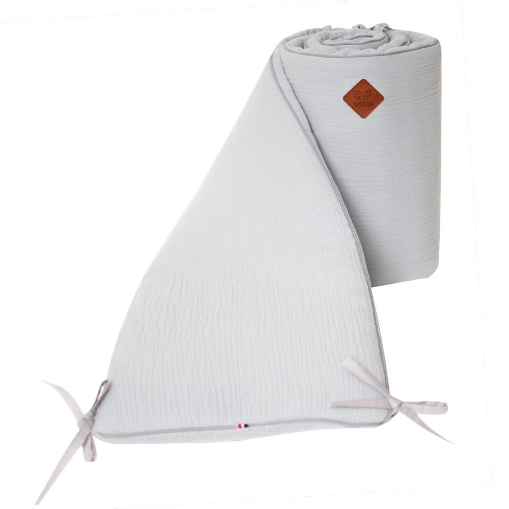 Tour de lit bébé universel  gaze de coton gris clair 210x30 cm