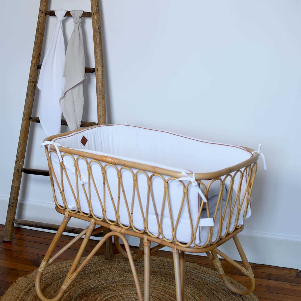 Tour de lit bébé universel  gaze de coton gris clair 210x30 cm - image 2