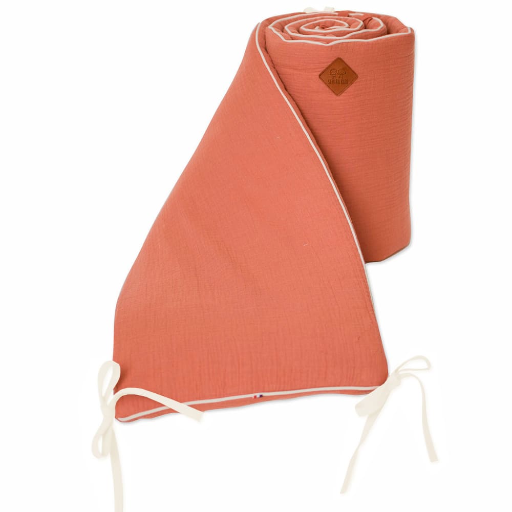 Tour de lit bébé universel  gaze de coton terracotta 210x30 cm