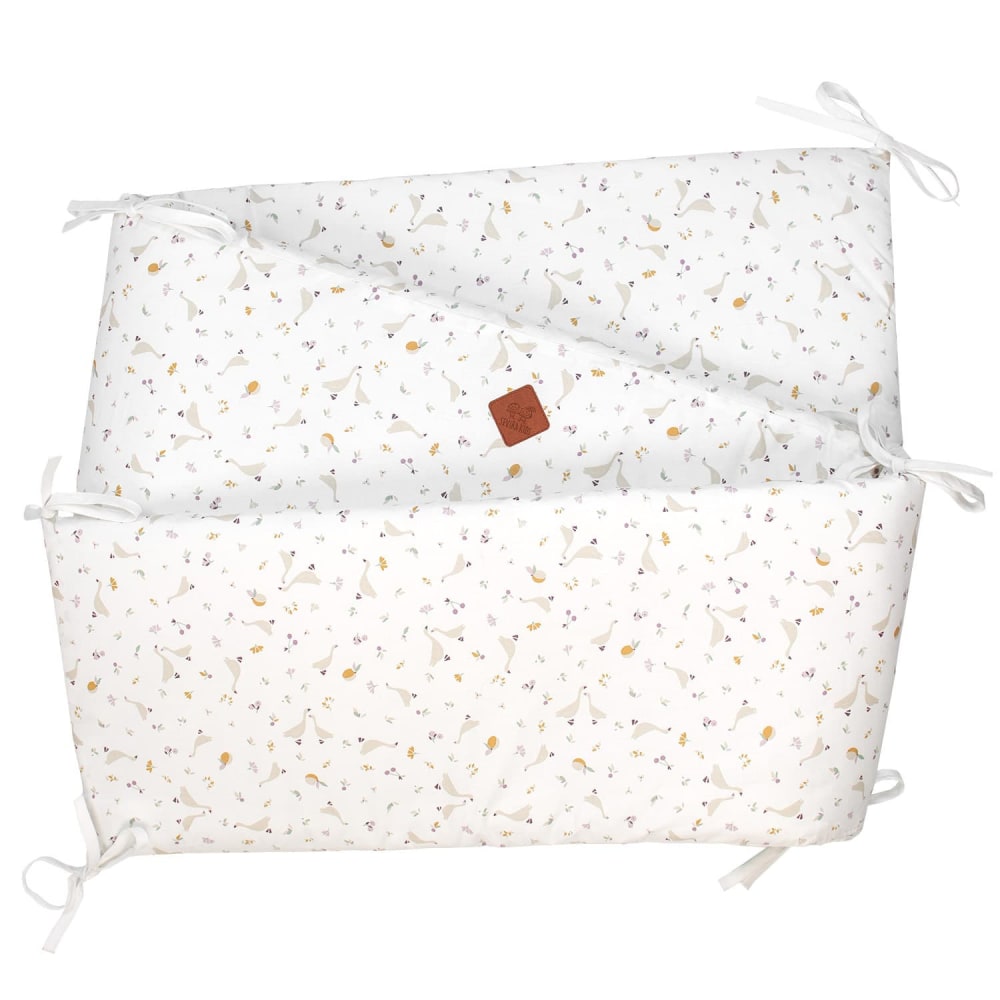 Protector cuna bebé reversible desenfundable algodón color beige