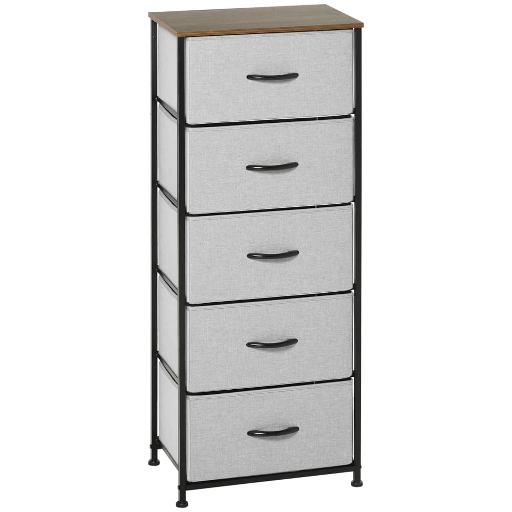 Chiffonnier 5 tiroirs - structure acier noir tissu pliant gris - Maisons du Monde