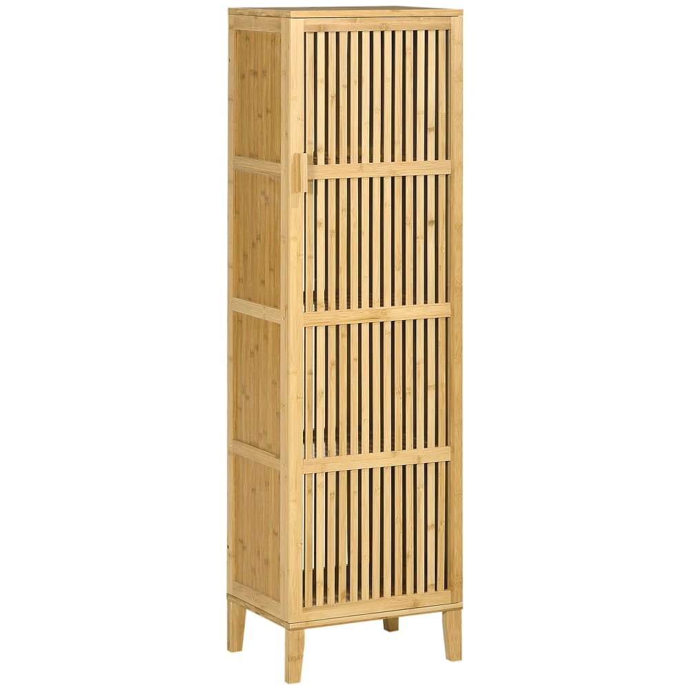 Homcom Bambus-Lattenfront-Buffet, 4 Ebenen & 3 Regale Beige Bambus