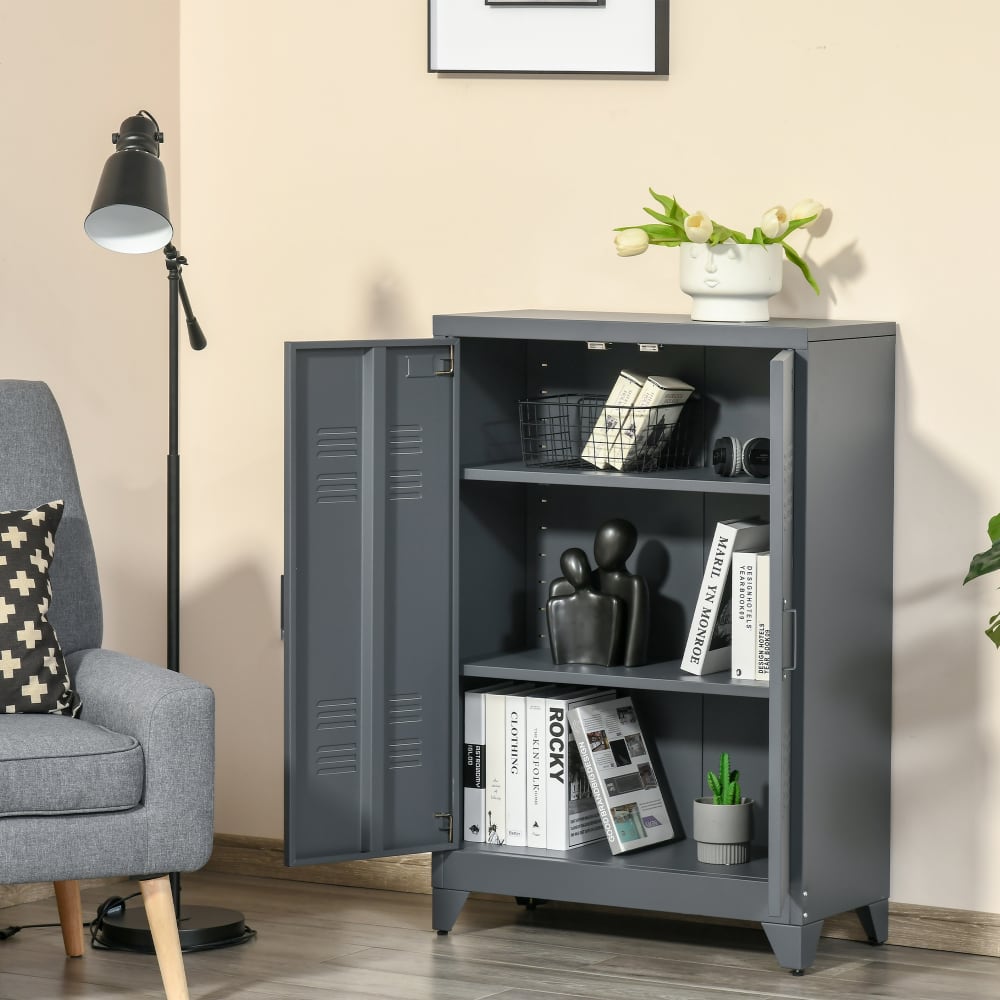 Armoire design industriel 2 étagères tôle métal - Maisons du Monde