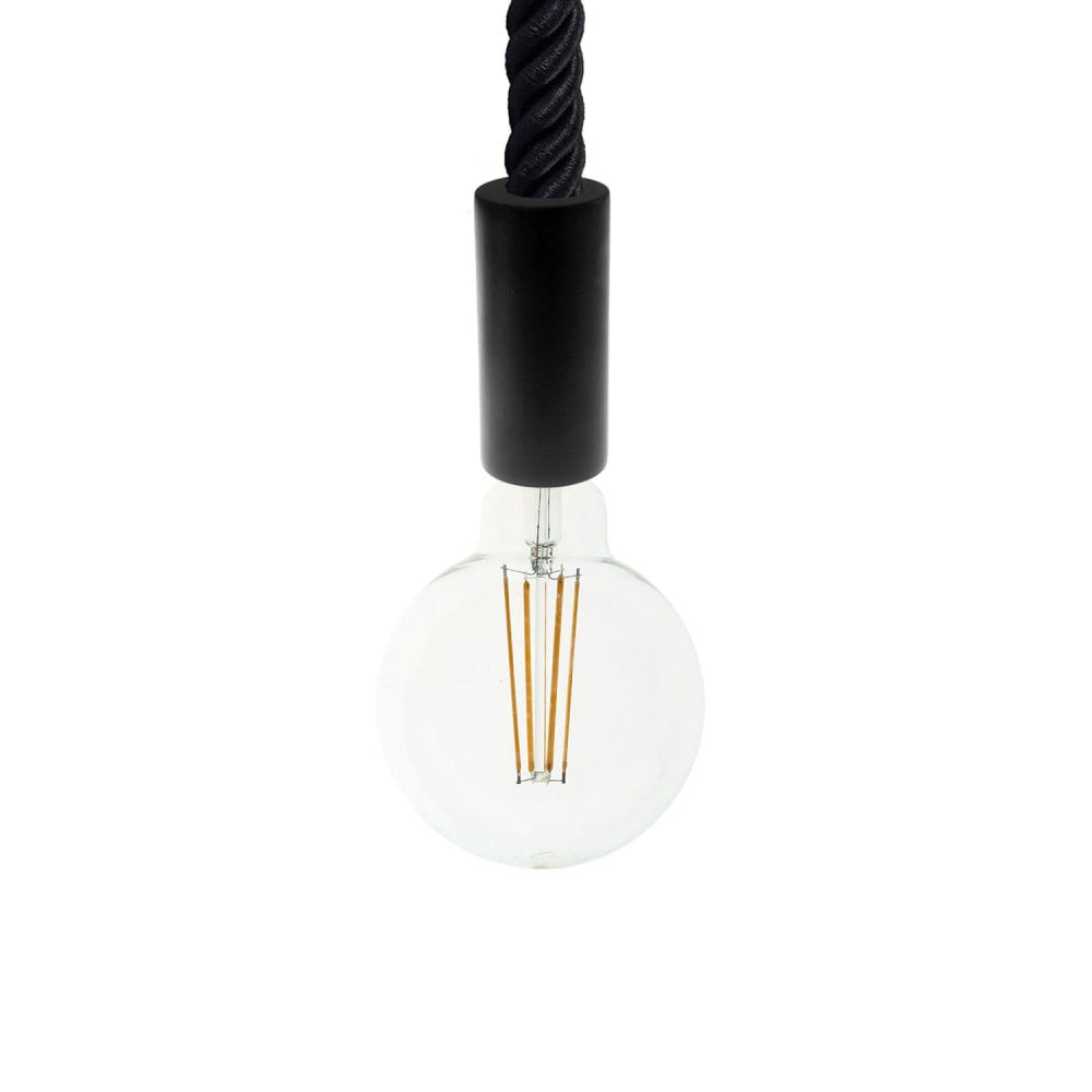 Creative Cables Pendelleuchte aus lackiertem Holz in Schwarz mit 30-mm-Seilkabel Schwarz Holz