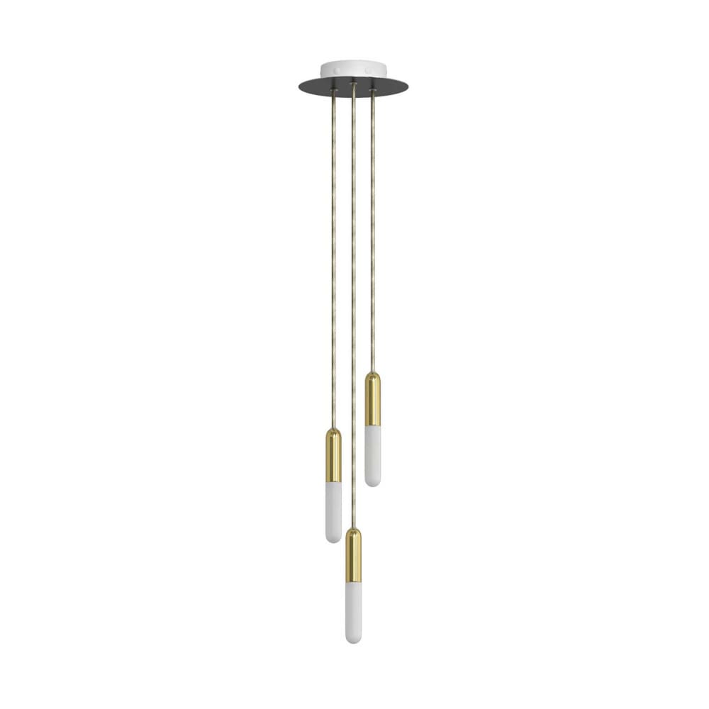 Creative Cables Pendelleuchte mit 3 Pendeln in Messing und schwarzem Baldachin, 200 mm Gold Metall