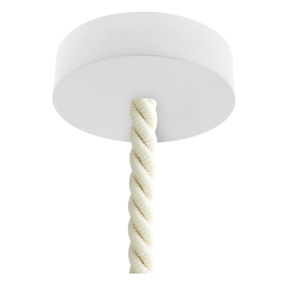 Lampada a sospensione in legno verniciato bianco e cordone da 24