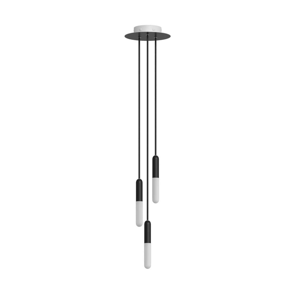 Creative Cables Pendelleuchte mit 3 Pendeln in Schwarz und Baldachin, 200 mm Schwarz Metall
