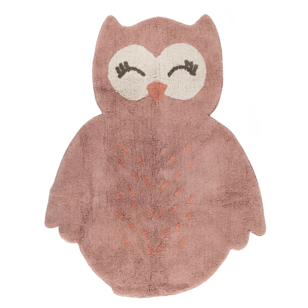 Tapis Hibou en coton rose