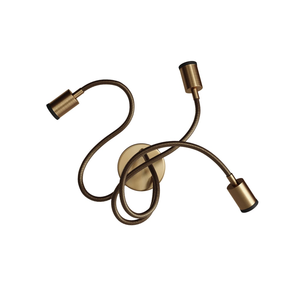 Creative Cables Wandleuchte mit 3 verstellbaren Spots in Bronze, 60 cm Gold Metall
