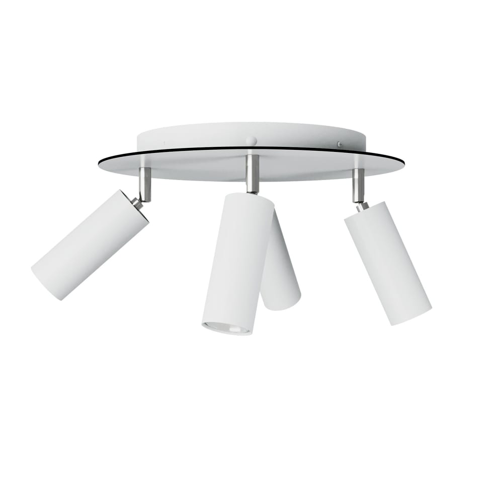Lampada a 4 faretti colore bianco e rosone rotondo da 400 mm - Bianco - Metallo