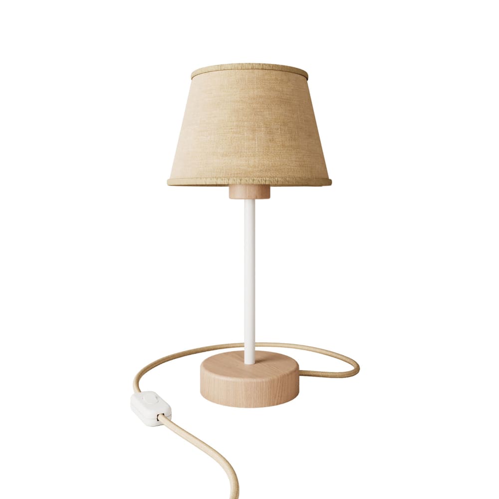 Creative Cables Tischleuchte aus Holz mit Lampenschirm Beige Metall
