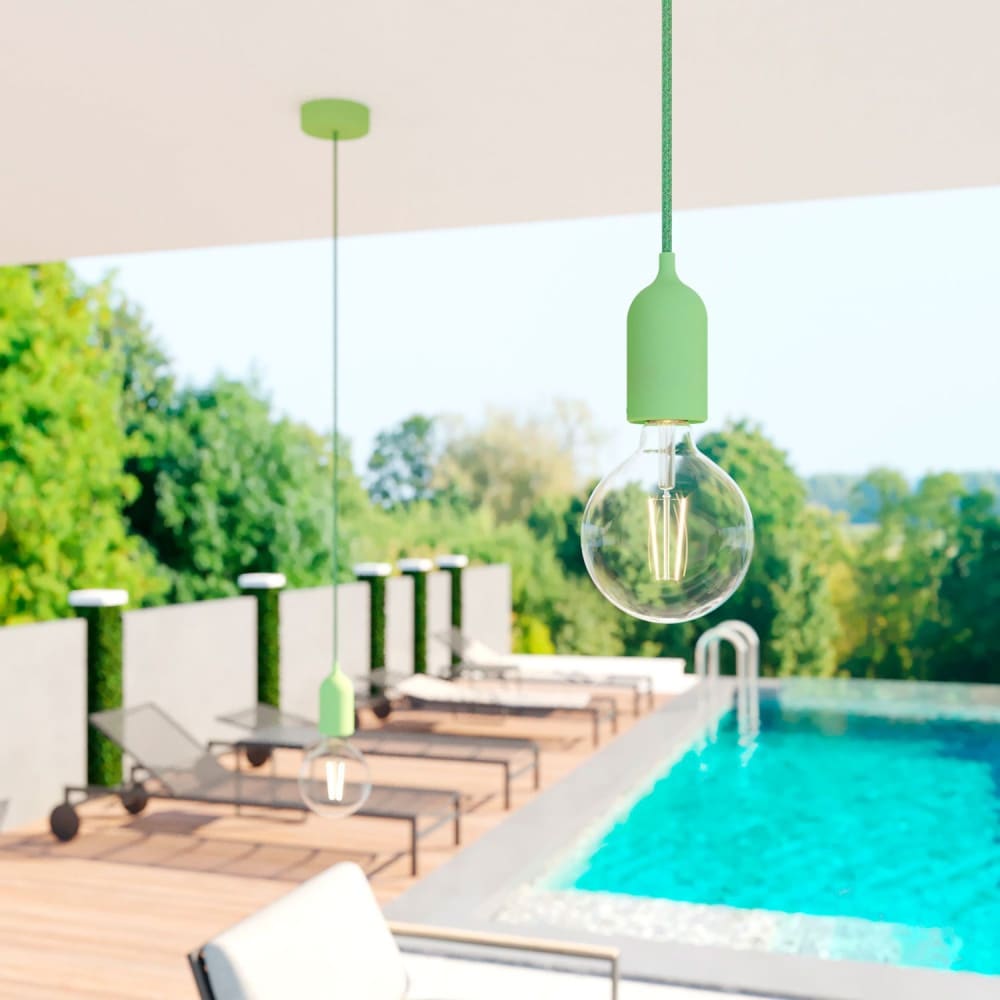 Lampada a sospensione da esterni verde pastello - Creative Cables