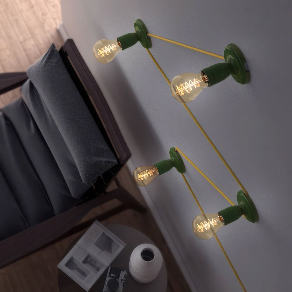Applique da parete o soffitto color verde in porcellana -