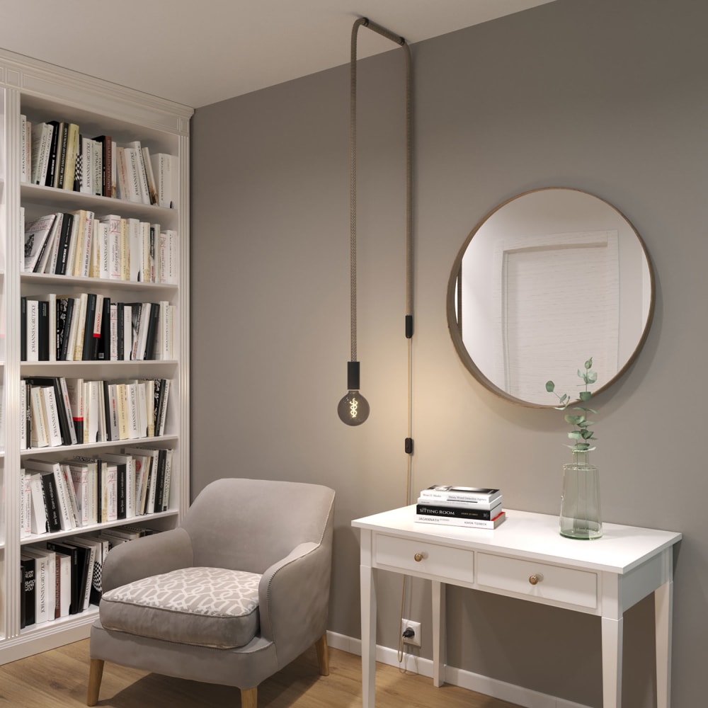 Plug-in Lampe mit Jutakabel und schwarzen Details - Maisons Du