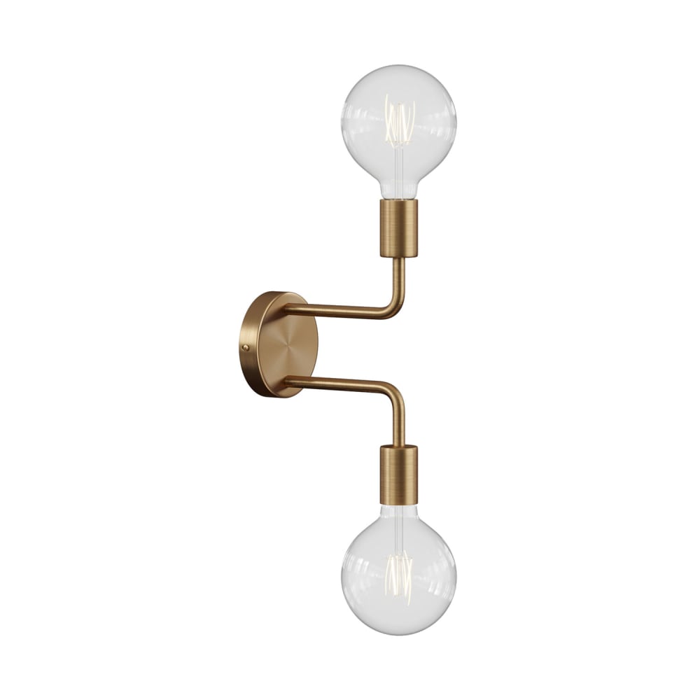 Creative Cables Wandleuchte mit doppeltem, gebogenem Ausleger in satiniertem Bronze Gold Metall