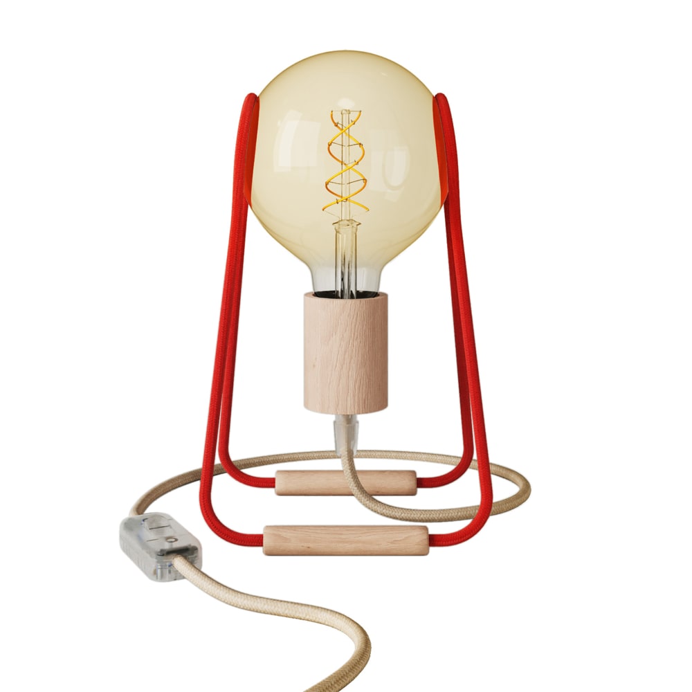 Creative Cables Tischleuchte Taché Wood Rot Aluminium