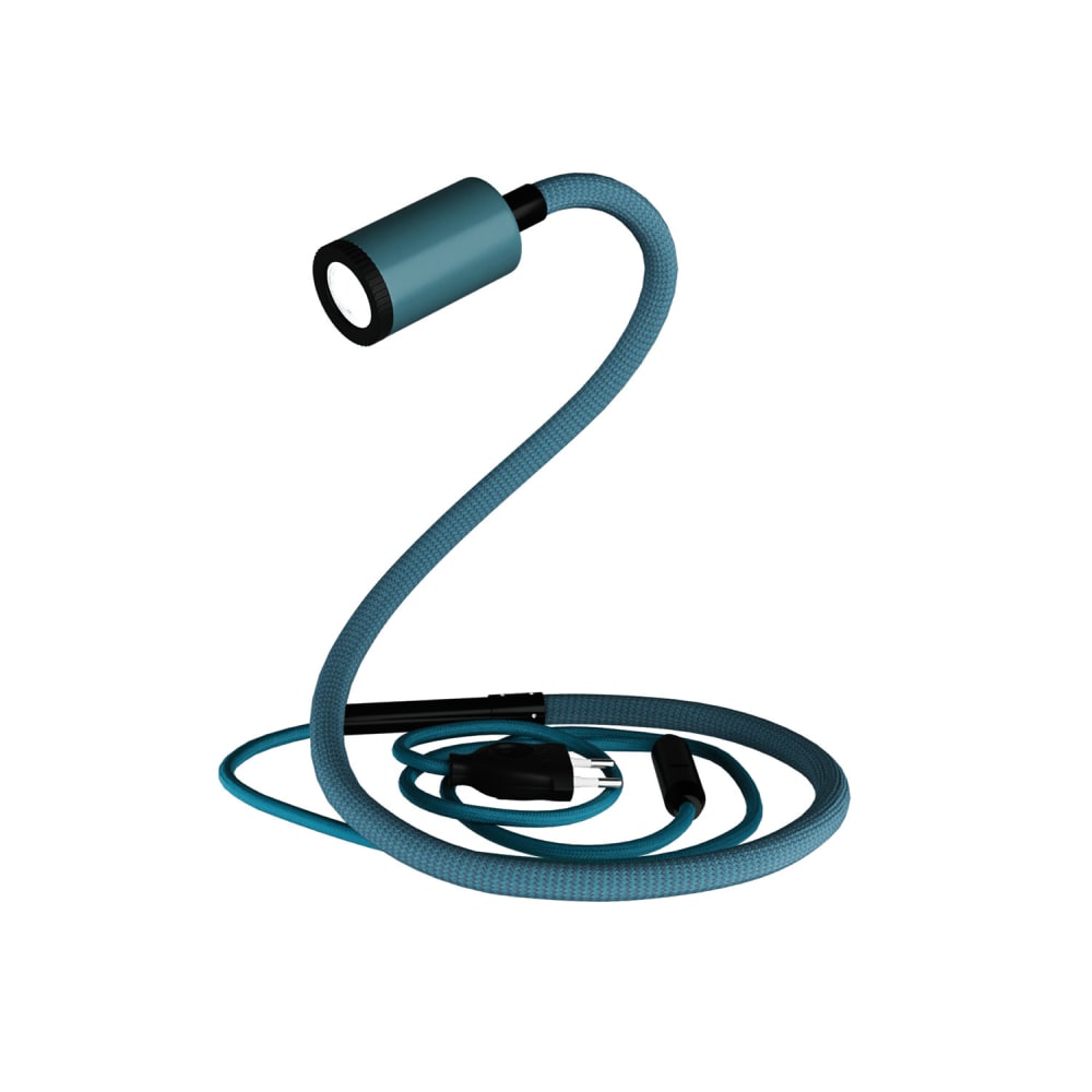 Creative Cables Petrolfarbene gelenkige Leuchte mit Mini LED Strahler Blau Metall
