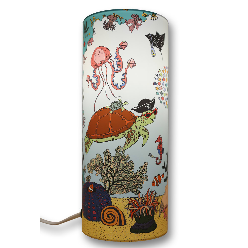 Lampe à poser enfant Sous L'océan Bleue 30cm