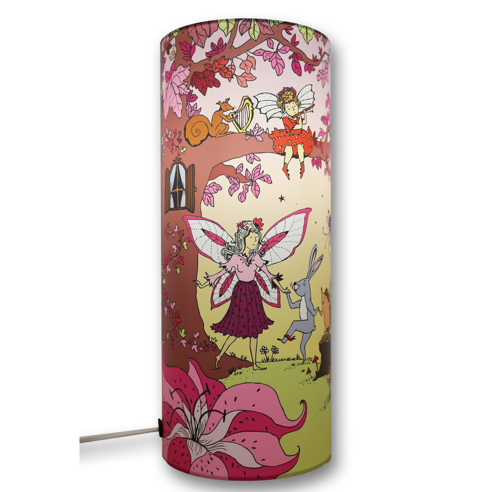 Lampe à poser enfant Forêt enchantée Rose 30cm
