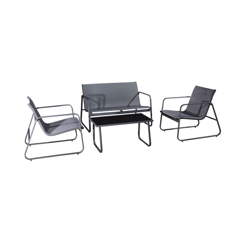 Salon de jardin en métal et textilène 4 places + table basse