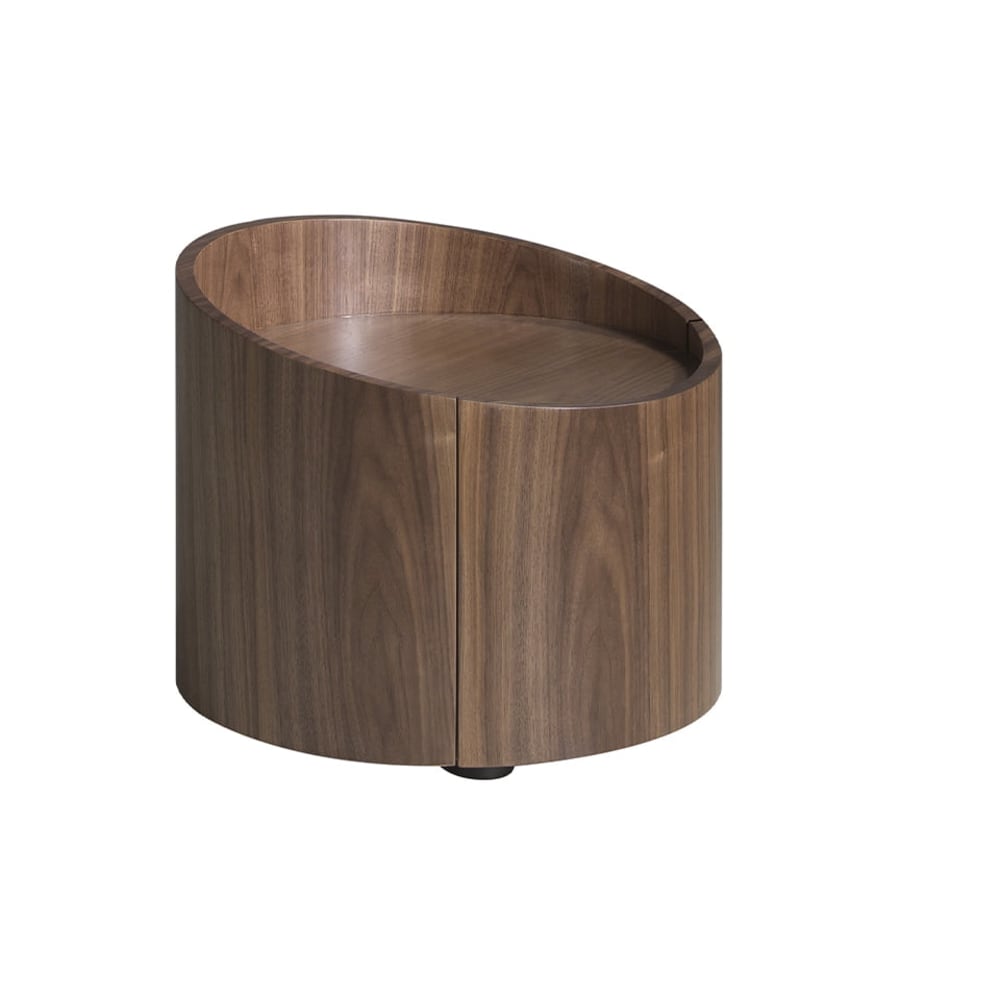 Table de chevet ronde en effet bois noyer