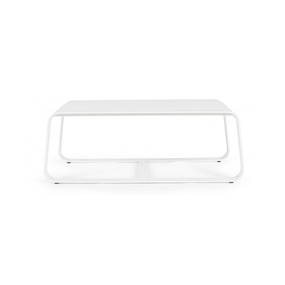 Table basse de jardin rectangulaire en métal L105 blanc