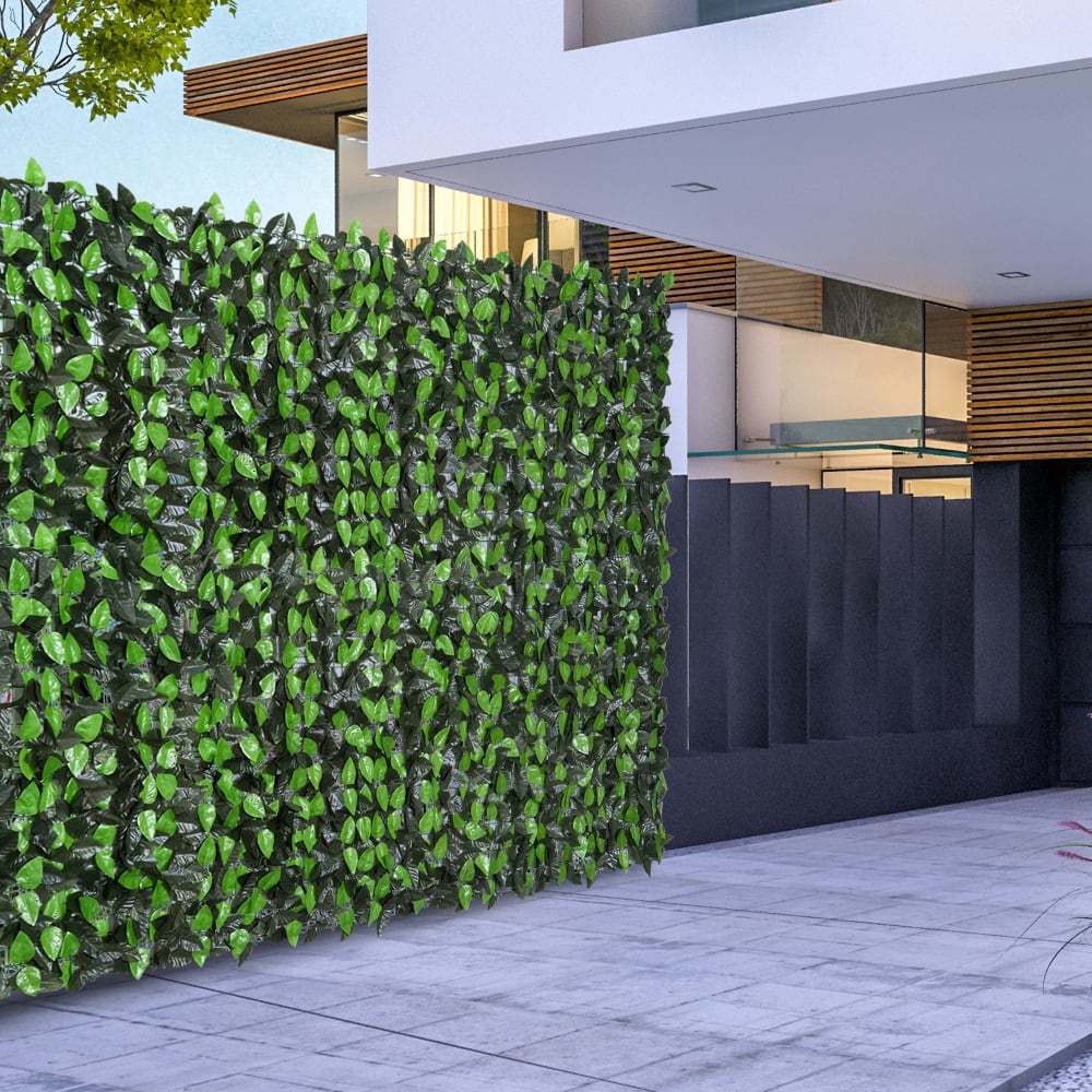 Haie artificielle feuilles de laurier - 3l x 1h m - feuillage réaliste - Maisons du Monde