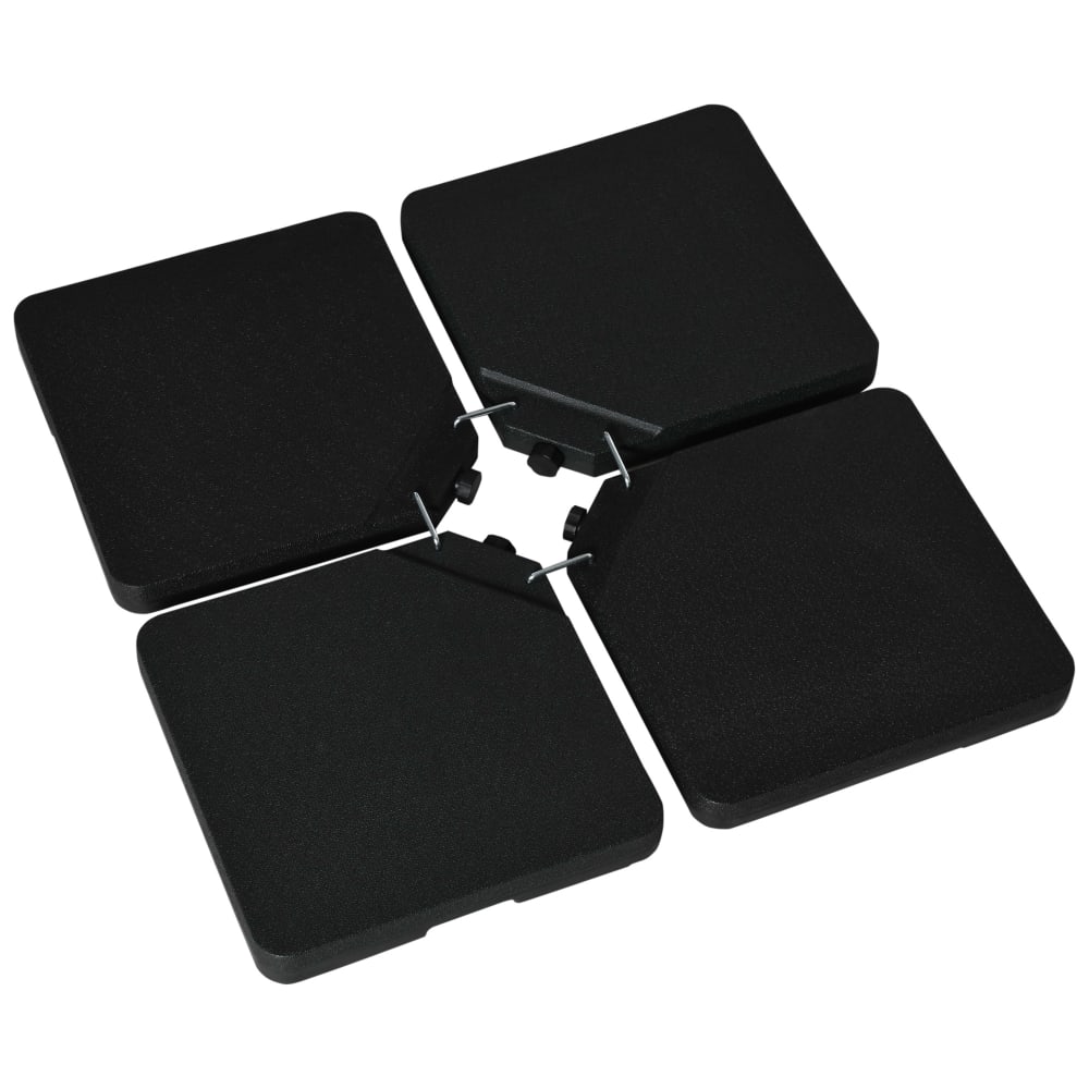 Lot de 4 dalles pour parasol à lester HDPE surface granuleuse noir