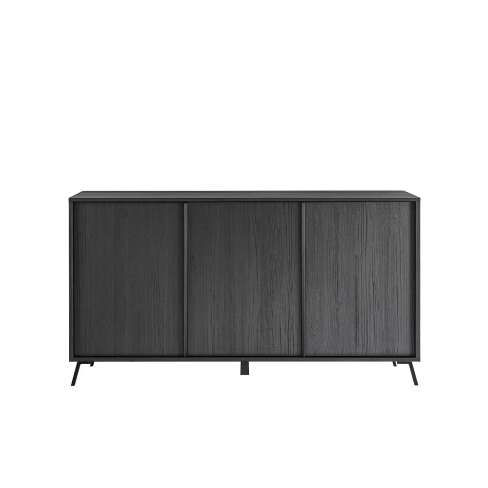 Calicosy Anrichte mit 3 Türen L156 cm - Schwarz Schwarz Spanplatte