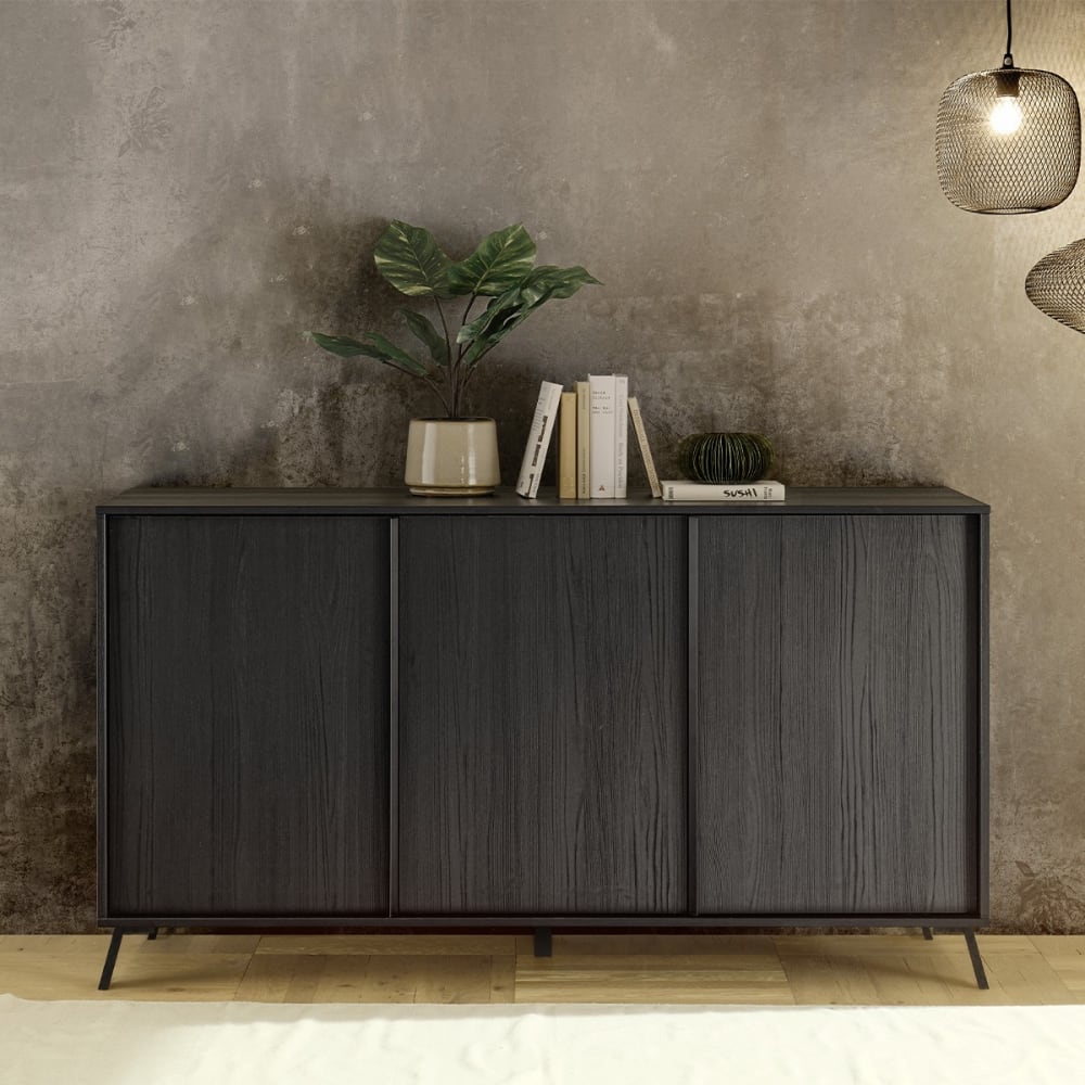 Buffet 3 portes - l156 cm - noir - Maisons du Monde