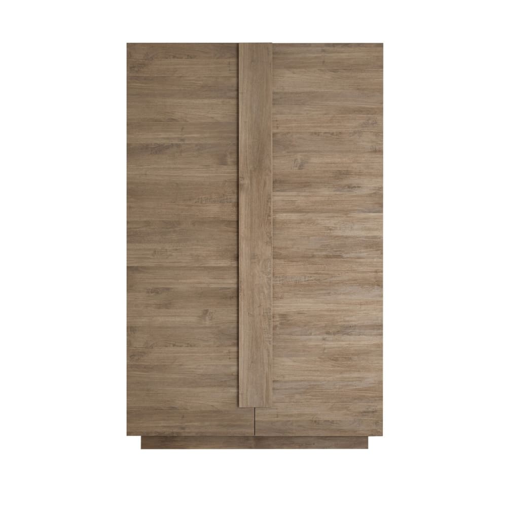 Buffet haut 2 portes et 8 étagères - L182 cm - Effet Chêne artisan