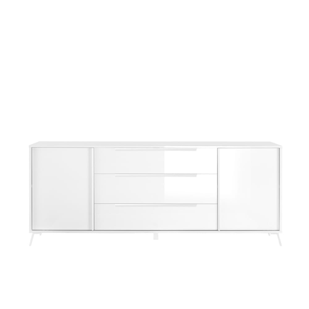 Buffet 2 portes et 3 tiroirs - L205 cm - Blanc