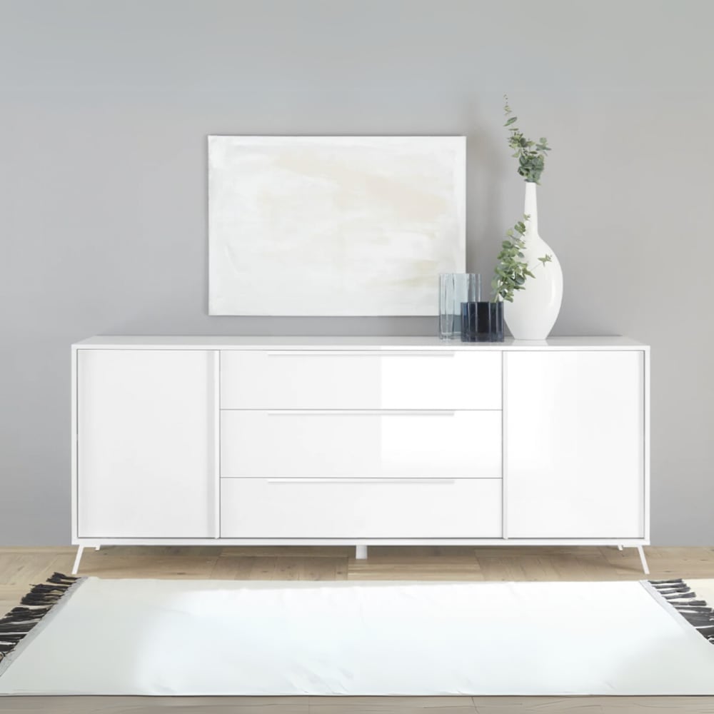 Buffet 2 portes et 3 tiroirs - l205 cm - blanc - Maisons du Monde