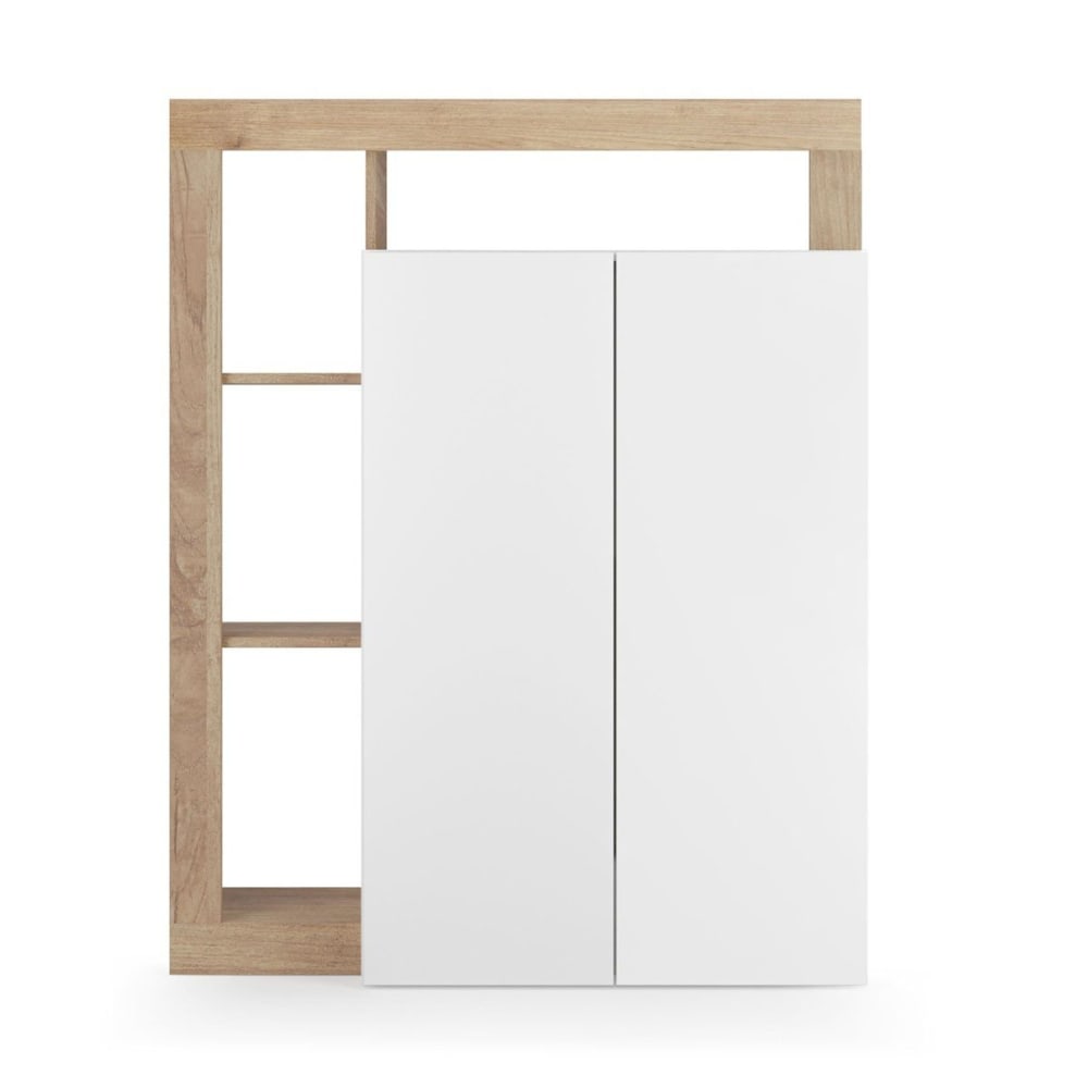Buffet multifunzione a 2 porte h138,5 cm - hamburg - bianco - Modello Contemporaneo - Bianco - Pannello di particelle
