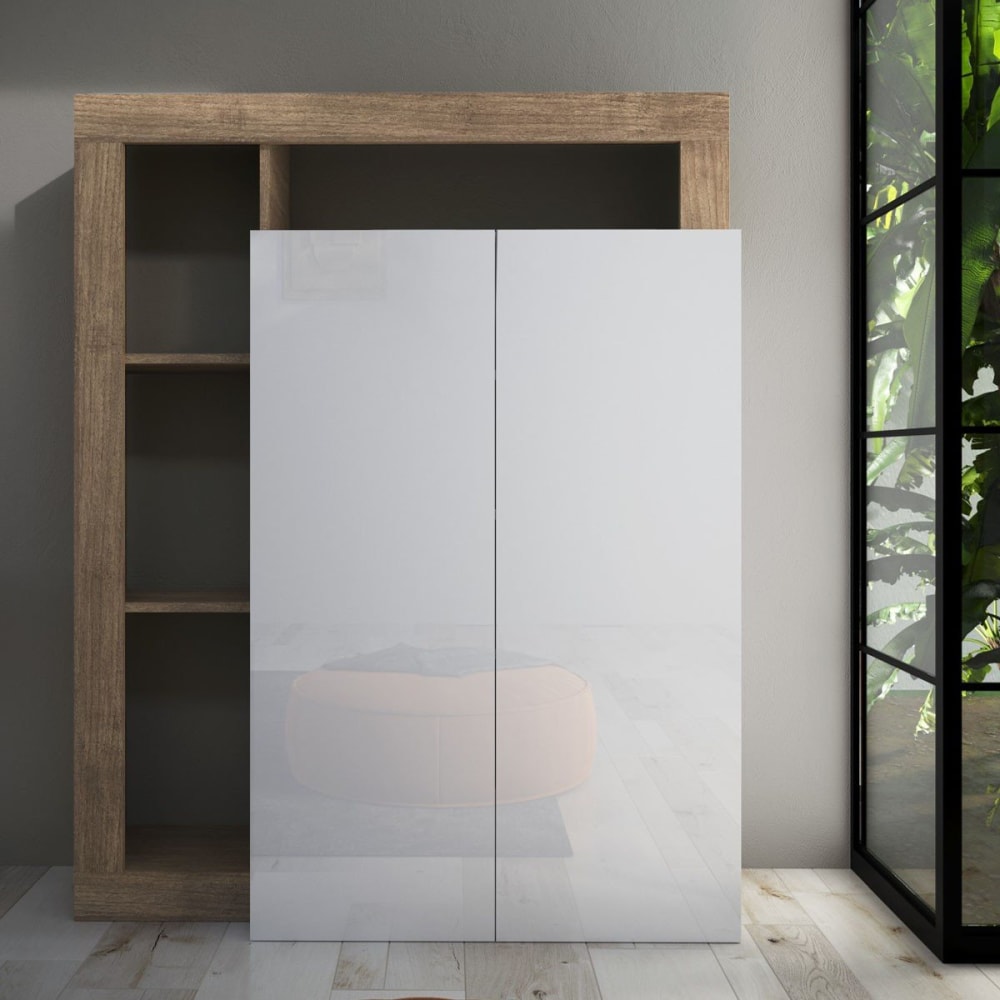 Buffet multifunzione a 2 porte h138,5 cm - hamburg - bianco -