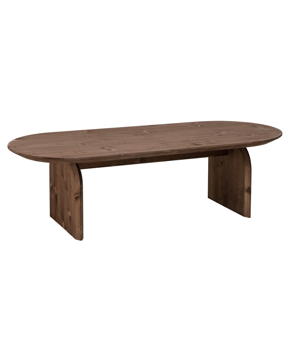Table basse ovale en bois de sapin marron 100x35cm