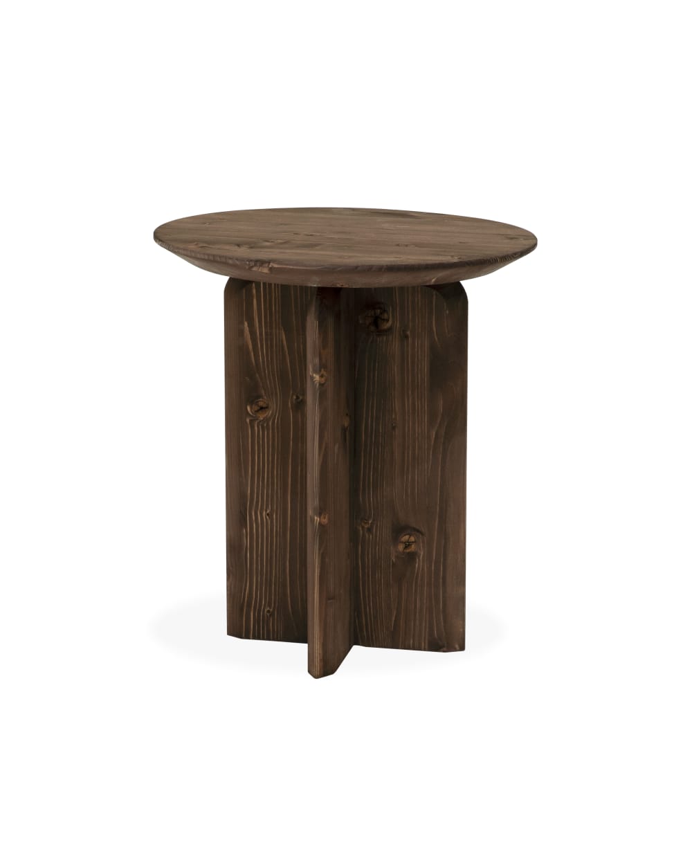 Mesa auxiliar de madera maciza en tono nogal de 50x45cm