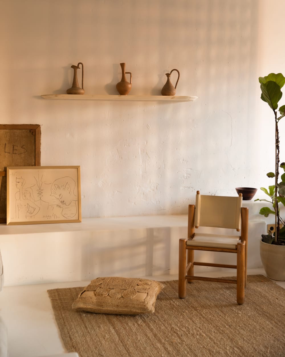 Étagère arrondie en bois de sapin flottant naturel 60x3,2cm