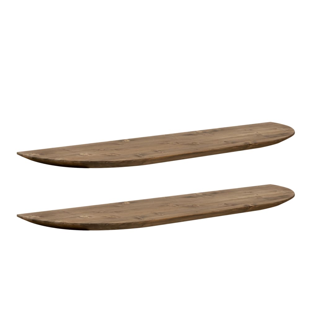 Pack 2 estanterías redondeadas de madera flotantes marrón 100x3,2cm