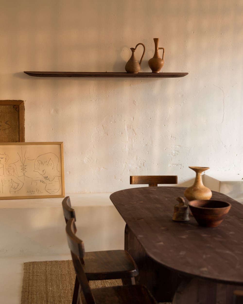 Étagère arrondie en bois de sapin flottant marron 180x3,2cm