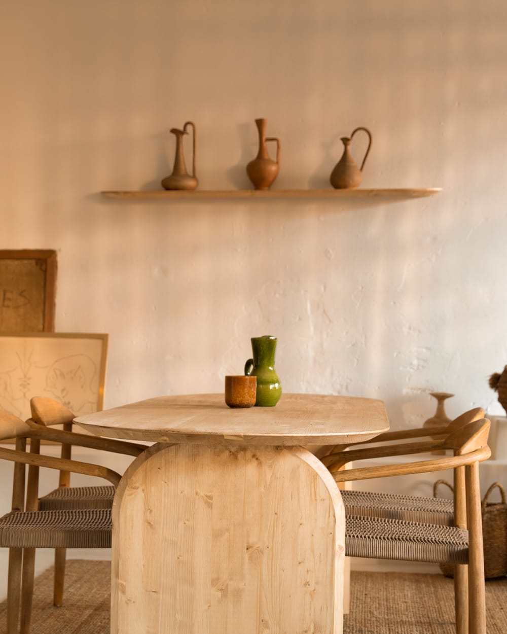 Étagère arrondie en bois de sapin flottant marron 180x3,2cm