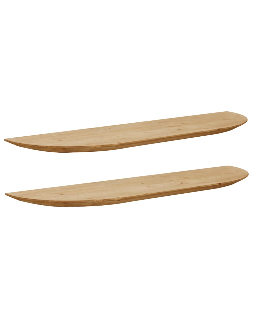 Pack 2 estanterías redondeadas de madera flotantes medio 160x3,2cm