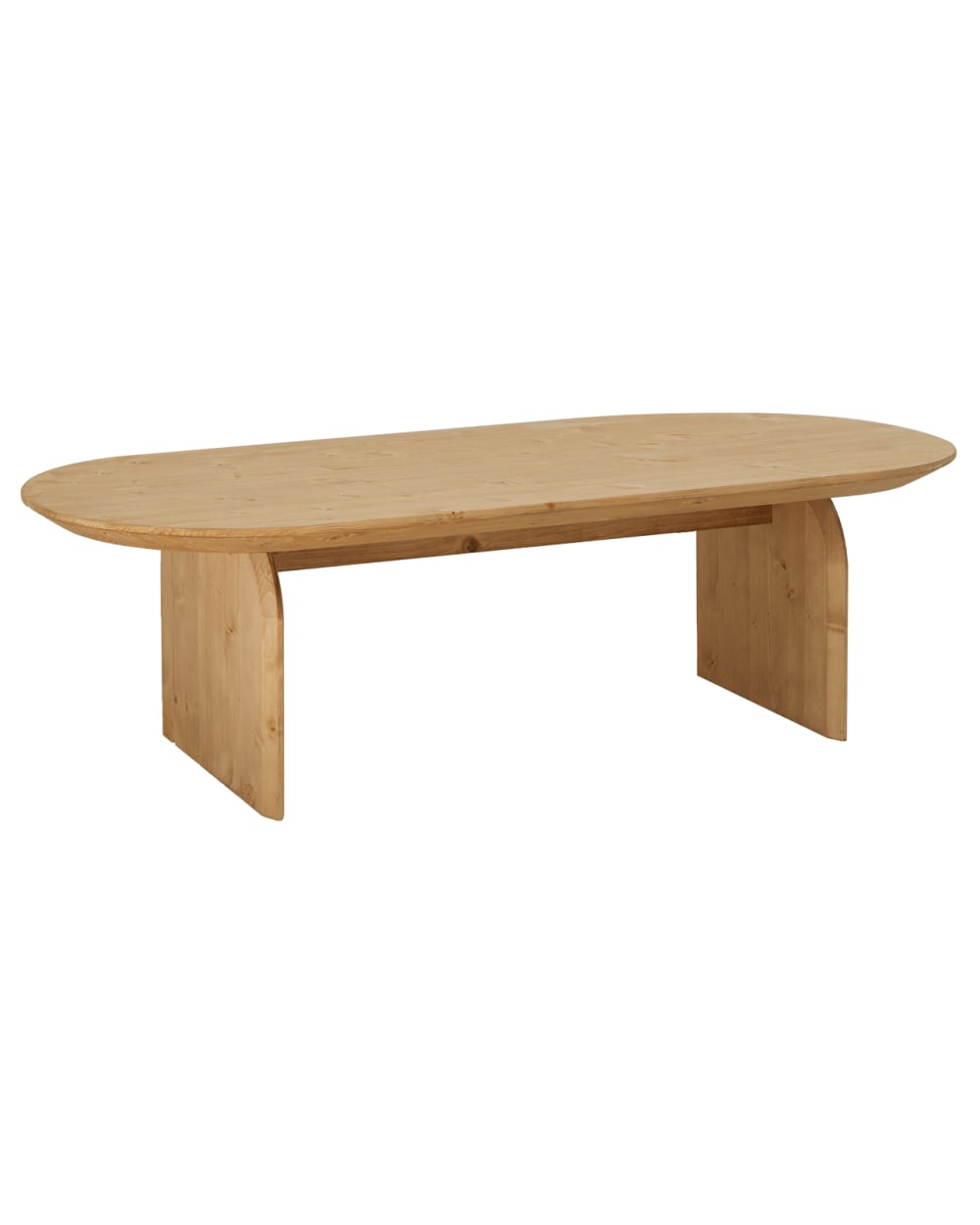 Mesa de centro ovalada de madera maciza en tono medio de 120x35cm