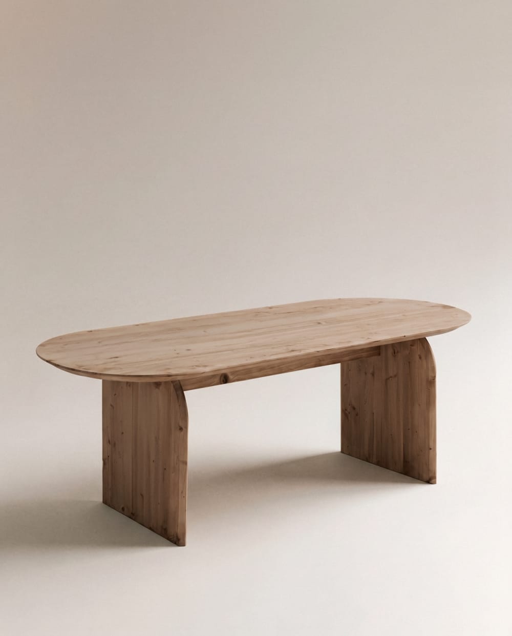 Mesa de comedor ovalada de madera maciza en tono envejecido 180x75,2cm
