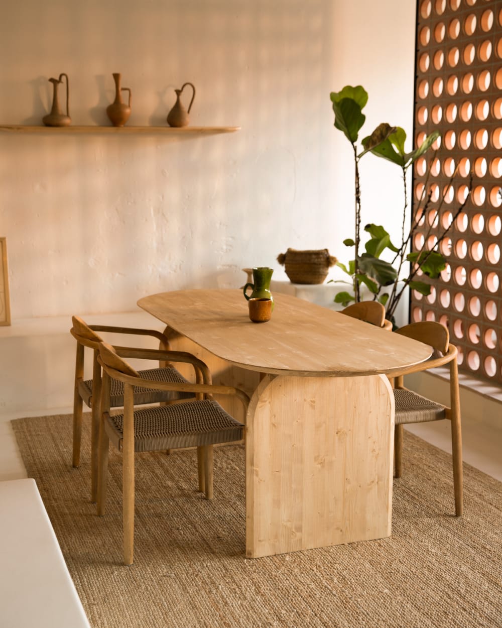 Mesa de comedor ovalada de madera maciza en tono medio de 200x75,2cm - Maisons du Monde